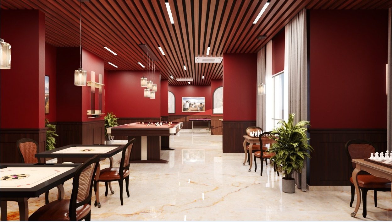 Indoor games lounge with billiards, carrom, and chess at HeyDay